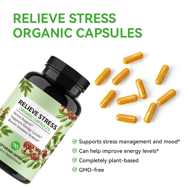 Custom Organic Stress Relief Energy Supplement capsules